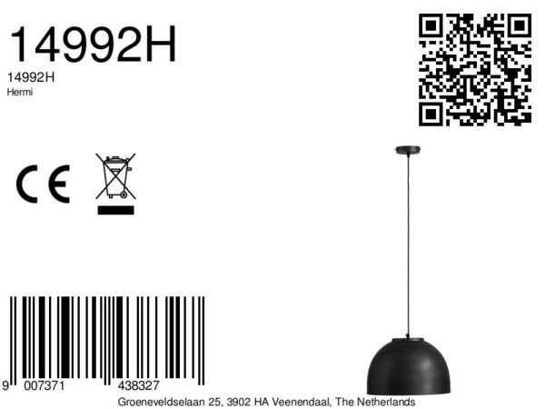 Globo Hermi hanglamp – ø 40 cm – E27 (grote fitting) – Zwart - Image 2