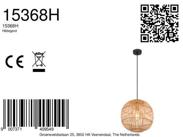 Globo Hildegard hanglamp – ø 30 cm – E27 (grote fitting) – Naturel - Image 4