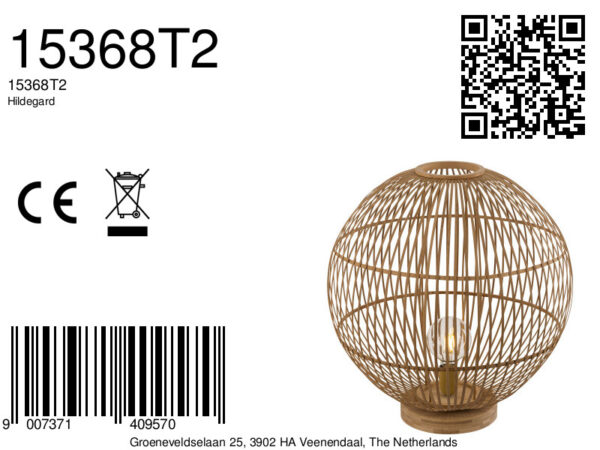 Globo Hildegard tafellamp – ø 50 cm – E27 (grote fitting) – Naturel - Image 5