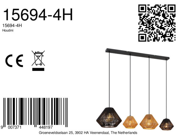 Globo Houdini hanglamp – E27 (grote fitting) – Zwart - Image 5