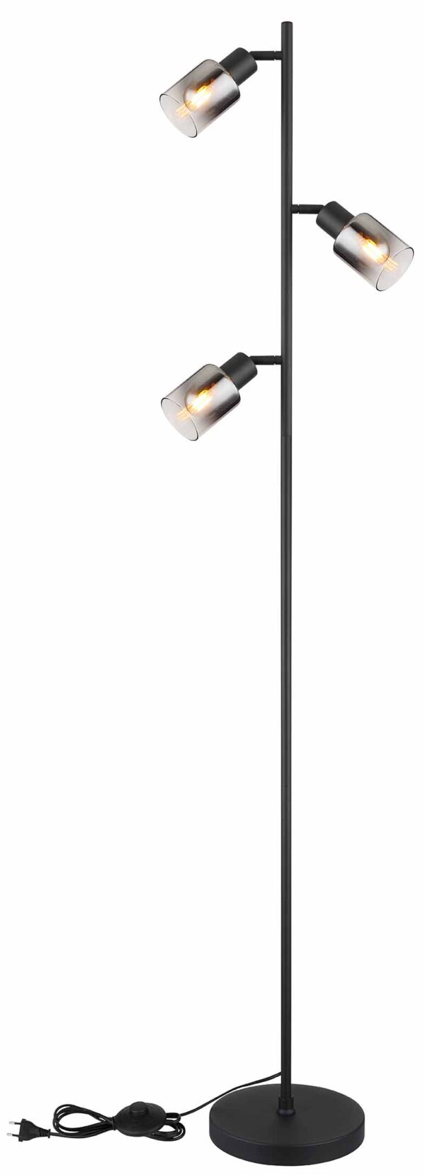 Globo Hubertus vloerlamp – ø 23 cm – E14 (kleine fitting) – Zwart - Image 4