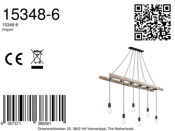 Globo Irmgard hanglamp – E27 (grote fitting) – Naturel - Image 6
