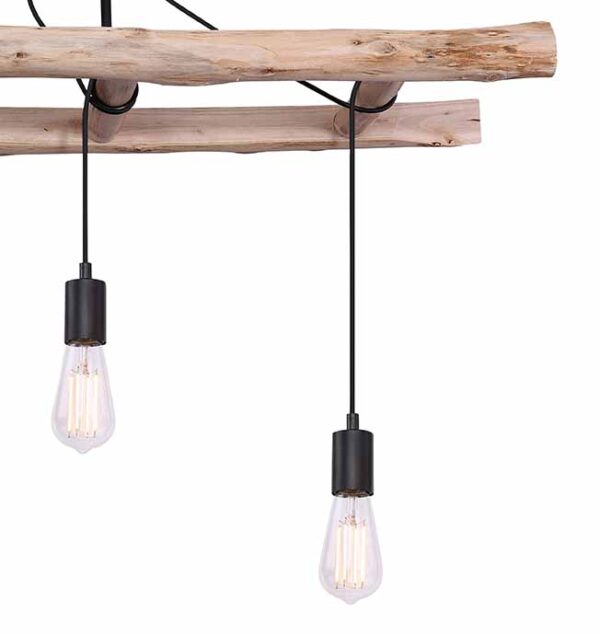 Naturel houten landelijke plafondlamp Globo Irmgard - Image 3
