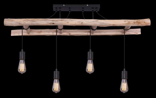 Naturel houten landelijke plafondlamp Globo Irmgard - Image 5