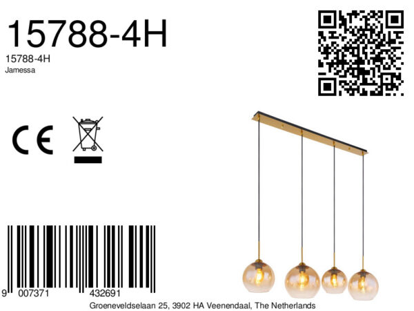 Globo Jamessa hanglamp – E27 (grote fitting) – Messing - Image 5