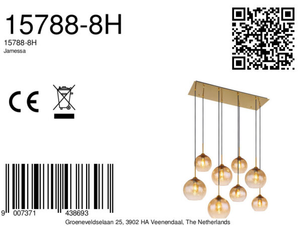 Globo Jamessa hanglamp – E27 (grote fitting) – Messing - Image 5