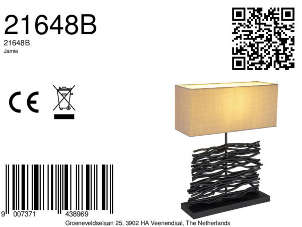 Globo Jamie tafellamp – E27 (grote fitting) – Zwart - Image 7