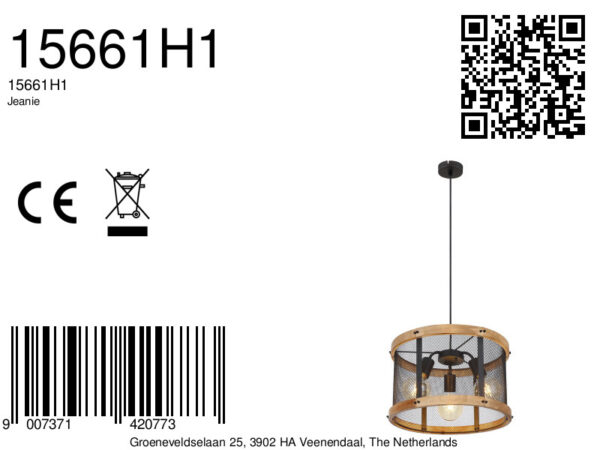 Globo Jeanie hanglamp – ø 40 cm – E27 (grote fitting) – Zwart - Image 5