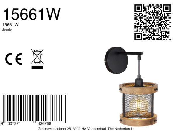 Globo Jeanie wandlamp – E27 (grote fitting) – Zwart - Image 5