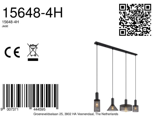 Globo Jedd hanglamp – E27 (grote fitting) – Zwart - Image 5