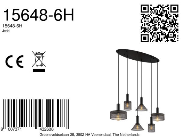 Globo Jedd hanglamp – E27 (grote fitting) – Zwart - Image 5
