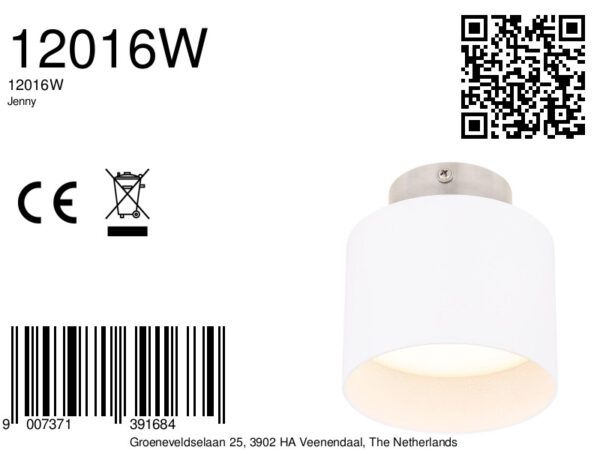 Globo Jenny plafonniere – ø 14 cm – Ingebouwd (LED) – Wit - Image 6