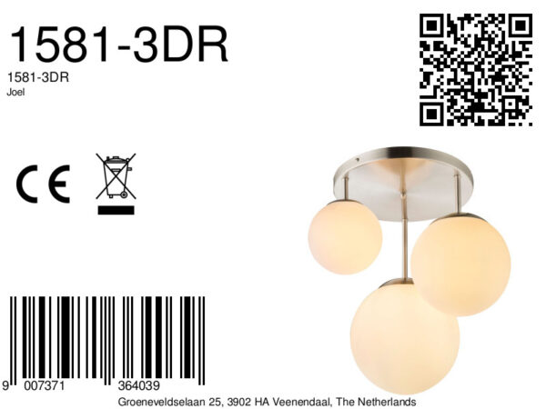 Globo Joel plafonniere – ø 47 cm – E27 (grote fitting) – Nikkel - Image 3