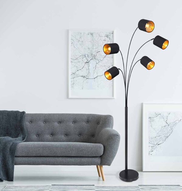 Globo Kaddy vloerlamp – E14 (kleine fitting) – Zwart - Image 4