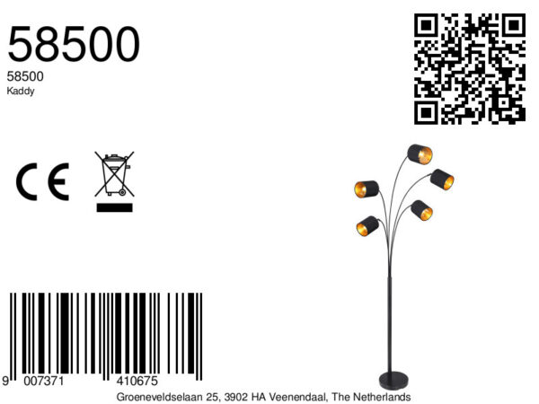 Globo Kaddy vloerlamp – E14 (kleine fitting) – Zwart - Image 5