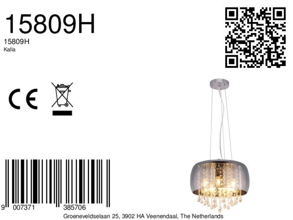 Globo Kalla hanglamp – ø 35 cm – E14 (kleine fitting) – Chroom - Image 5