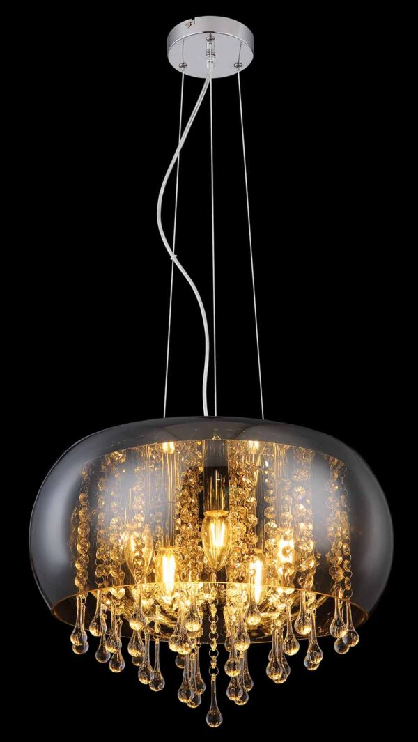 Ronde chromen klassieke hanglamp Globo Kalla - Image 3