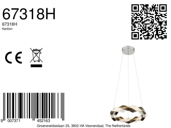Globo Karilion hanglamp – ø 37 cm – Ingebouwd (LED) – Chroom - Image 5