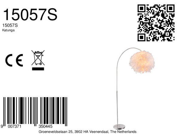 Globo Katunga vloerlamp – E27 (grote fitting) – Nikkel - Image 2