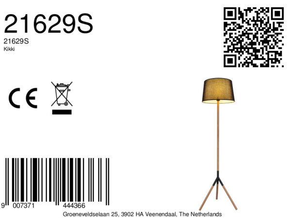 Globo Kikki vloerlamp – ø 48 cm – E27 (grote fitting) – Zwart - Image 5