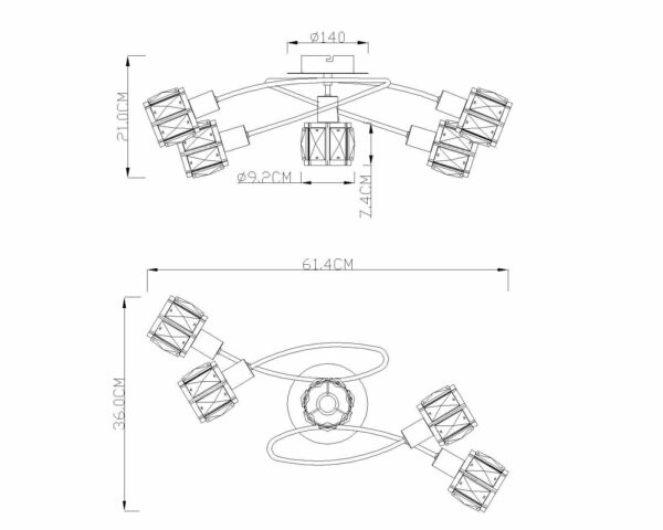 Globo Kris plafonniere – E14 (kleine fitting) – Nikkel - Image 3