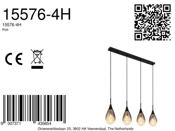 Globo Krys hanglamp – LED + E14 – Zwart - Image 5