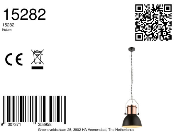Globo Kutum hanglamp – ø 26,5 cm – E27 (grote fitting) – Koper - Image 4
