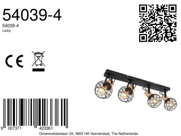 Globo Lacky spot – E27 (grote fitting) – Zwart - Image 5