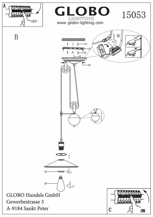 Globo Lenius hanglamp – ø 30 cm – E27 (grote fitting) – Koper - Image 3