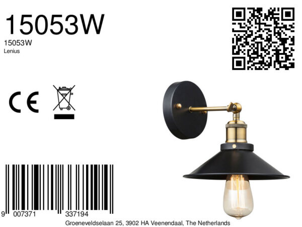 Messing vintage wandlamp metaal Globo Lenius - Image 3