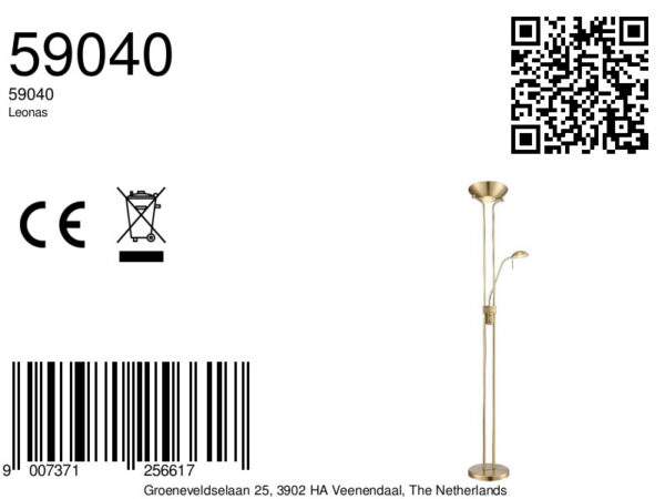 Globo Leonas vloerlamp – ø 25,5 cm – Ingebouwd (LED) – Messing - Image 3