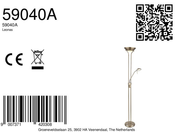 Globo Leonas vloerlamp – ø 25,5 cm – Ingebouwd (LED) – Messing - Image 5