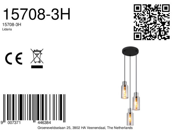 Moderne metalen hanglamp zwart Globo Lidaria - Image 5