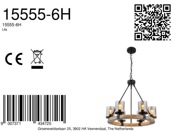 Globo Lila hanglamp – ø 59 cm – E27 (grote fitting) – Zwart - Image 6