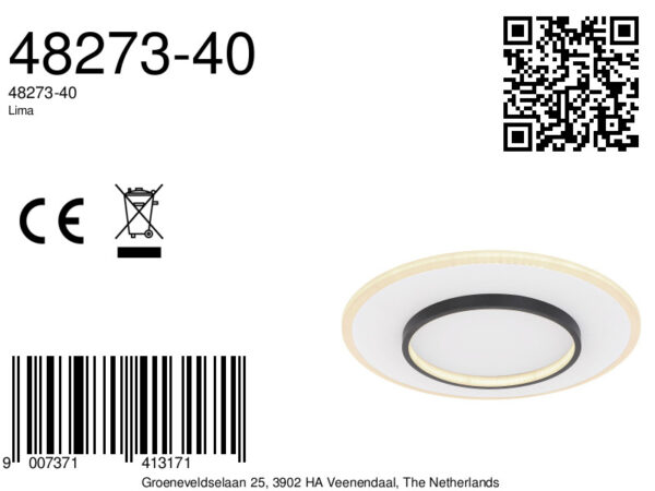 Globo Lima plafonniere – ø 46,8 cm – Ingebouwd (LED) – Wit - Image 5