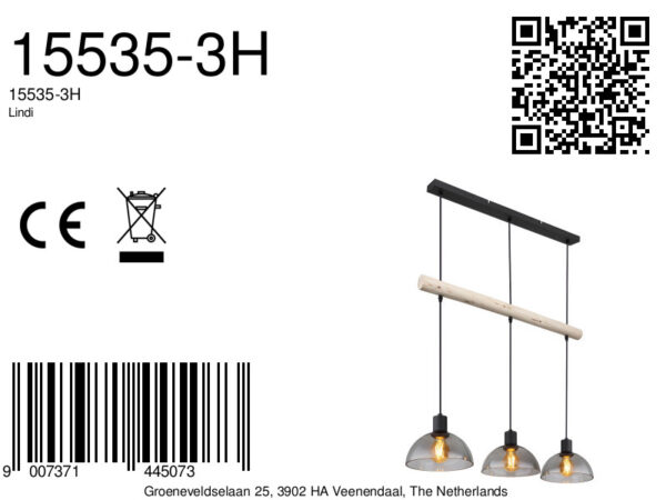 Globo Lindi hanglamp – E27 (grote fitting) – Zwart - Image 6