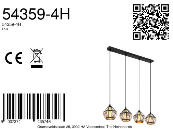 Globo Lois hanglamp – E14 (kleine fitting) – Zwart - Image 5
