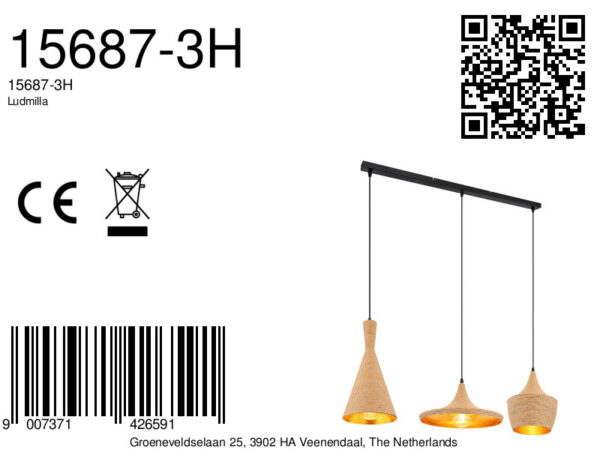 Globo Ludmilla hanglamp – E27 (grote fitting) – Zwart - Image 5