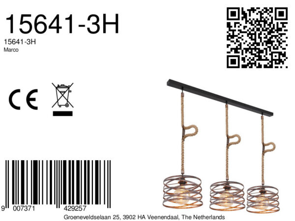 Globo Marco hanglamp – E27 (grote fitting) – Zwart - Image 5