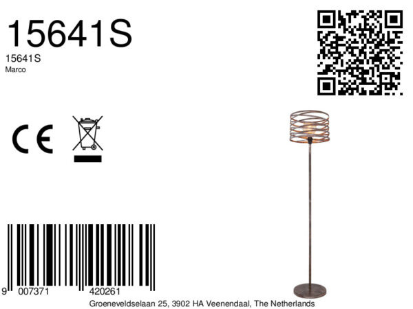 Globo Marco vloerlamp – ø 35 cm – E27 (grote fitting) – Bruin - Image 5