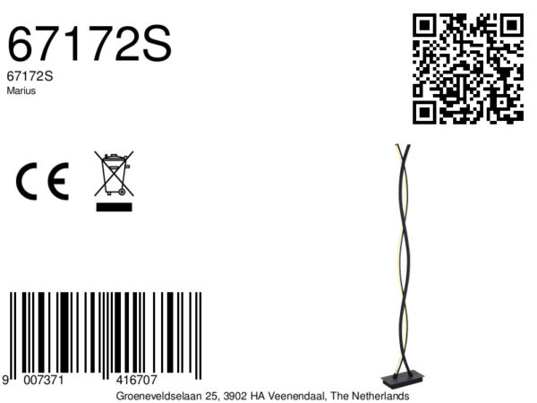 Globo Marius vloerlamp – Ingebouwd (LED) – Zwart - Image 5