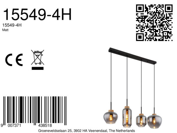 Globo Matt hanglamp – E27 (grote fitting) – Zwart - Image 6