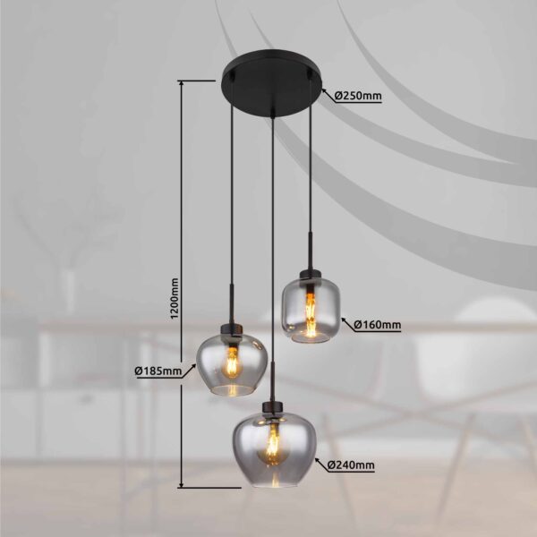 Globo Matt hanglamp – ø 38 cm – E27 (grote fitting) – Zwart - Image 4