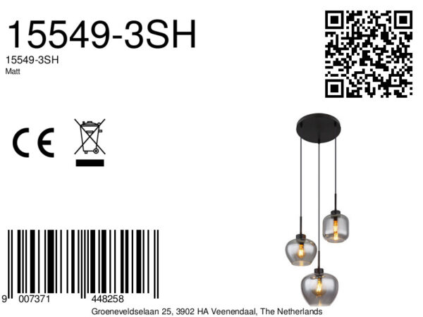 Globo Matt hanglamp – ø 38 cm – E27 (grote fitting) – Zwart - Image 5