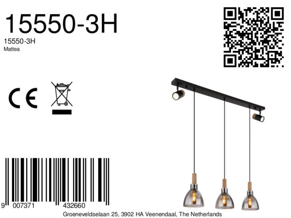 Globo Mattea hanglamp – LED + E27 – Zwart - Image 6
