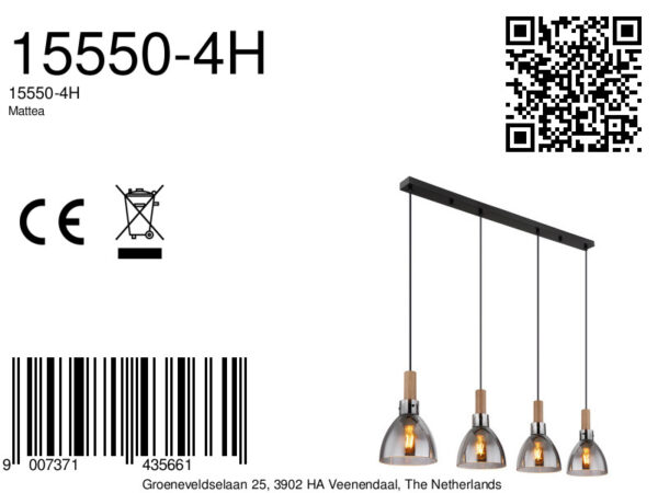 Globo Mattea hanglamp – LED + E27 – Zwart - Image 6