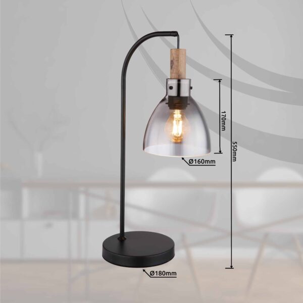 Globo Mattea tafellamp – LED + E27 – Zwart - Image 4