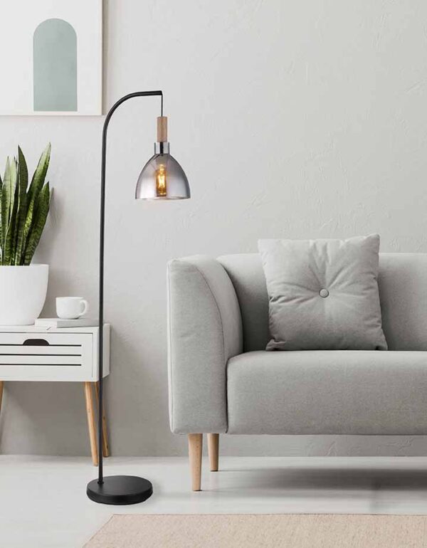 Globo Mattea vloerlamp – LED + E27 – Zwart - Image 4