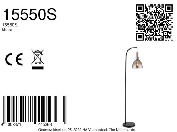 Globo Mattea vloerlamp – LED + E27 – Zwart - Image 6