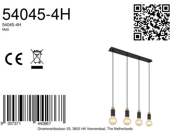 Globo Matti hanglamp – E27 (grote fitting) – Zwart - Image 5